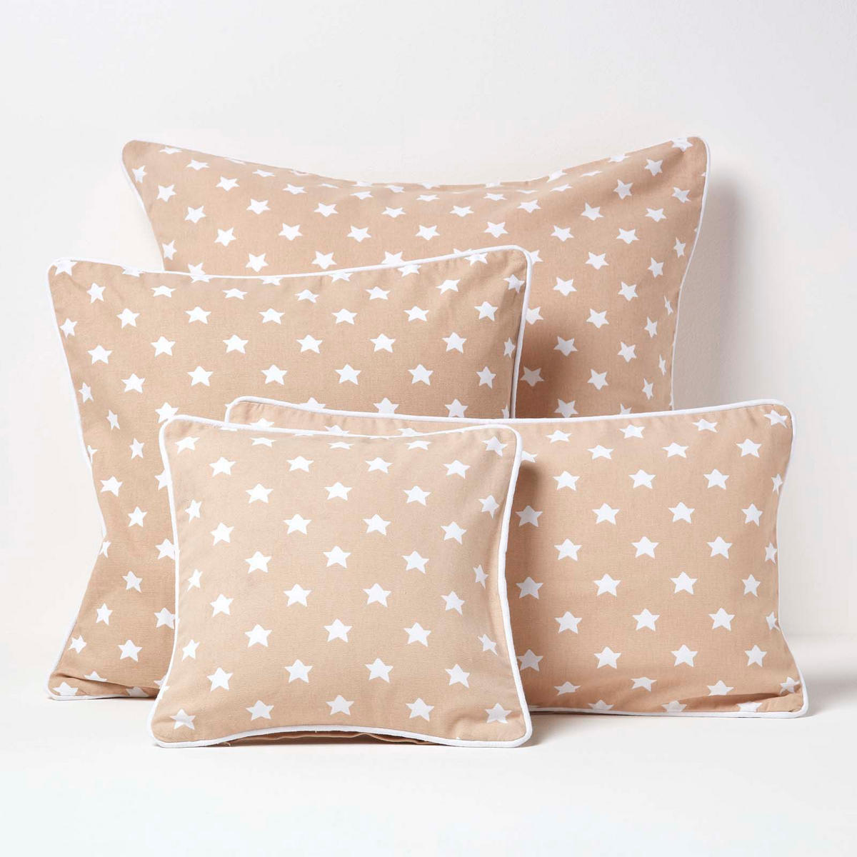 KISSENHÜLLE Sterne 30/50 cm, 100% Baumwolle - Beige, Textil (30/50cm) - Homescapes