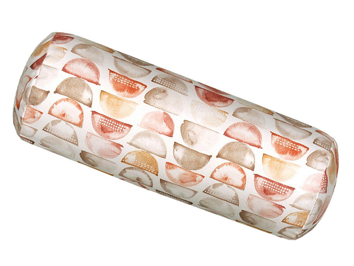 NACKENROLLENHÜLLE Ubuntu erdton 100% Baumwolle 15/40 cm - Taupe/Currygelb, Textil (15/40cm) - beties Heimtextil