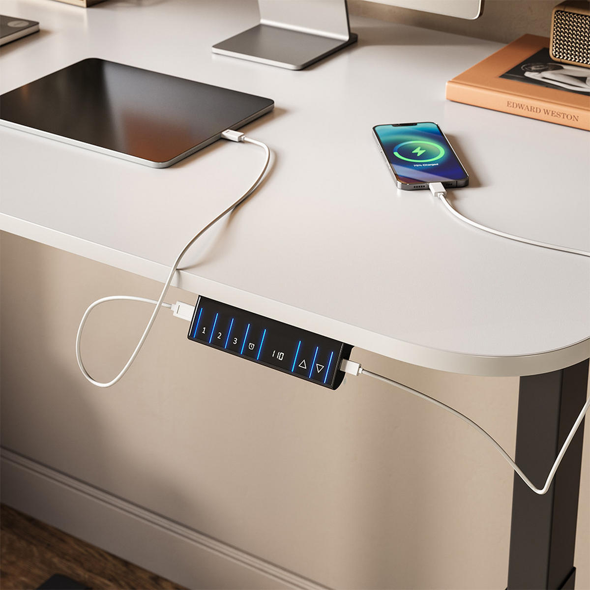 PSACÍ STŮL Elevate Černá/bílá - bílá/černá, kompozitní dřevo (60/120/120cm) - Vicco