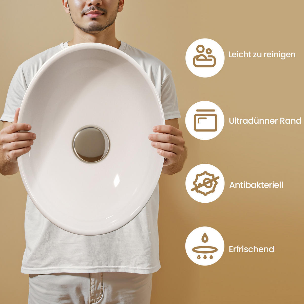 WASCHBECKEN mit pflegeleichter Oberfläche Weiß 35 / 27 / 11 cm - Weiß Hochglanz, Keramik (27/11/35cm) - EMKE