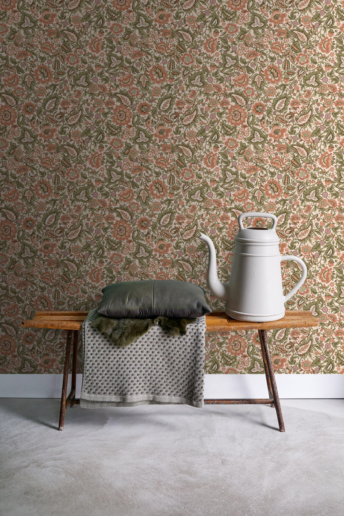 TAPETE Blumenmuster 50 x 900 cm - Terracotta, Papier (50/900cm) - ESTAhome