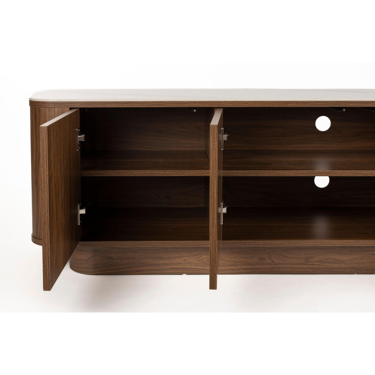 LOWBOARD Almira Niedrig 180 cm / Marmoroptik Walnussfarbe - Braun, Holzwerkstoff (180/50/40cm) - Housecraft Living