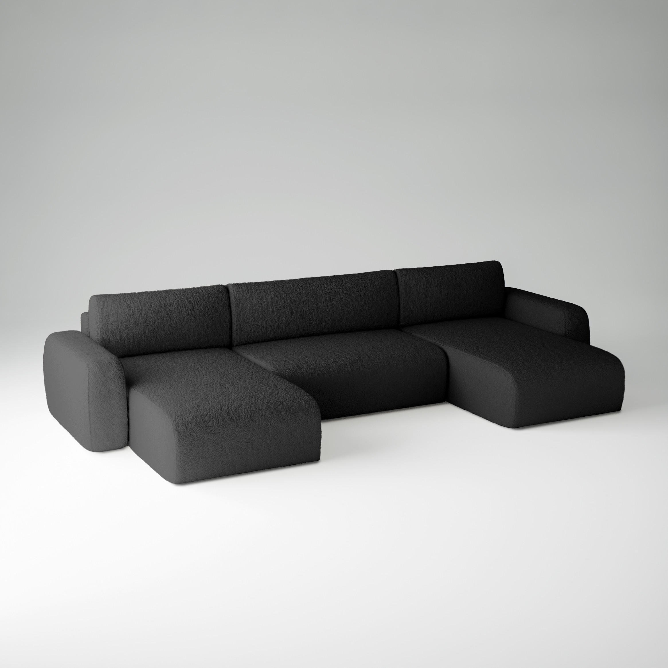 WOHNLANDSCHAFT Eckcouch Schwarz VardeU - Schwarz, Textil (185/70/398cm) - Fedve