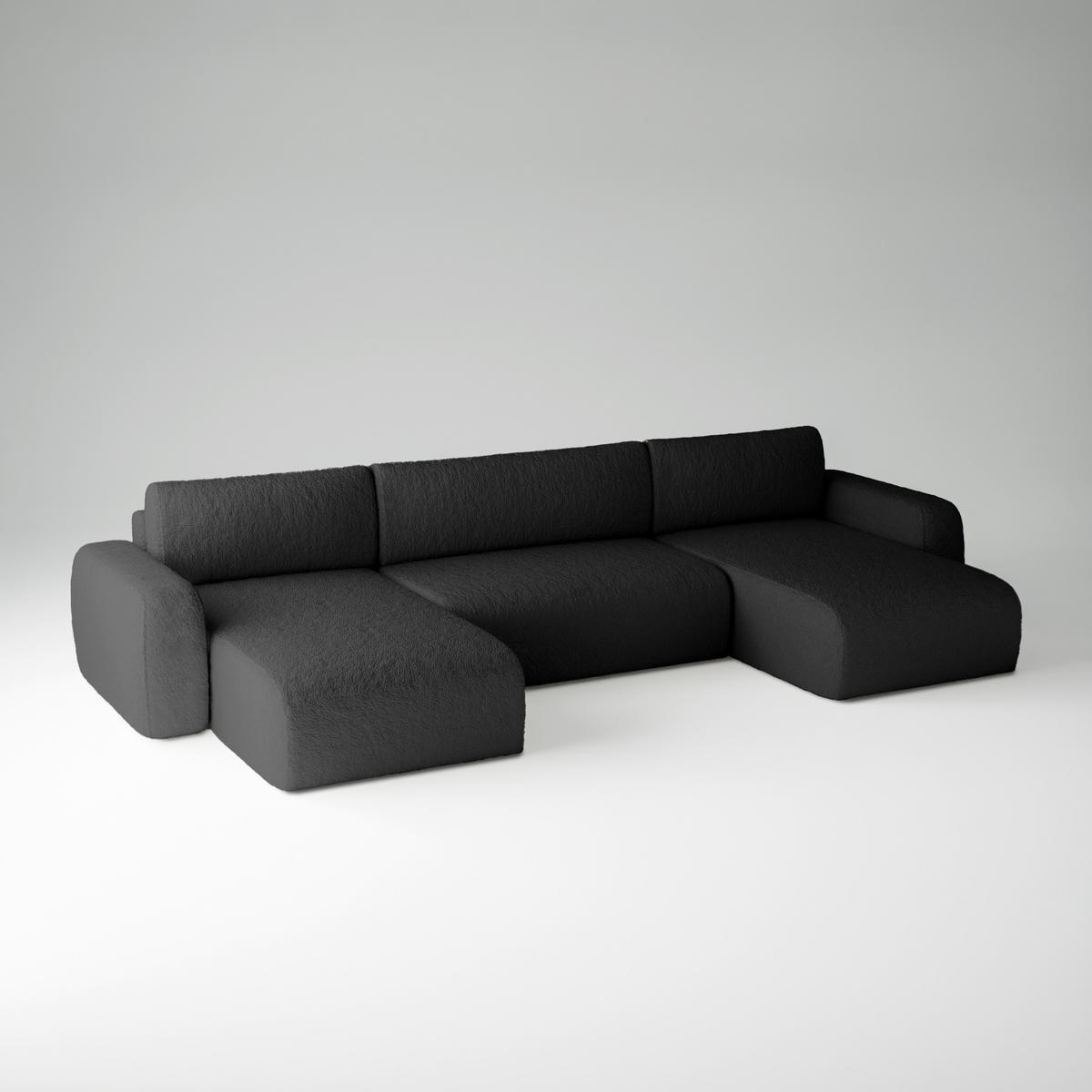 WOHNLANDSCHAFT Eckcouch Schwarz VardeU - Schwarz, Textil (185/70/398cm) - Fedve