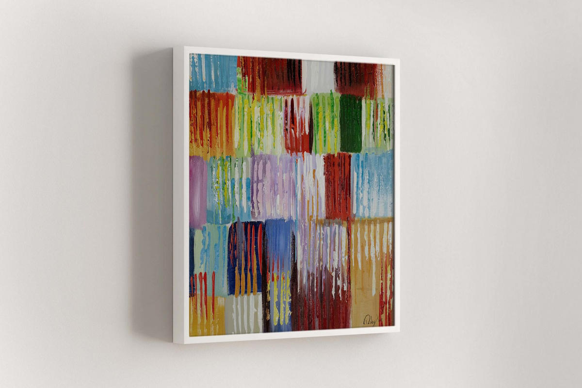 RUČNĚ MALOVANÝ AKRYLOVÝ OBRAZ, 60/60 CM - různobarevná, dřevo/textil (60/60cm) - KUNSTLOFT
