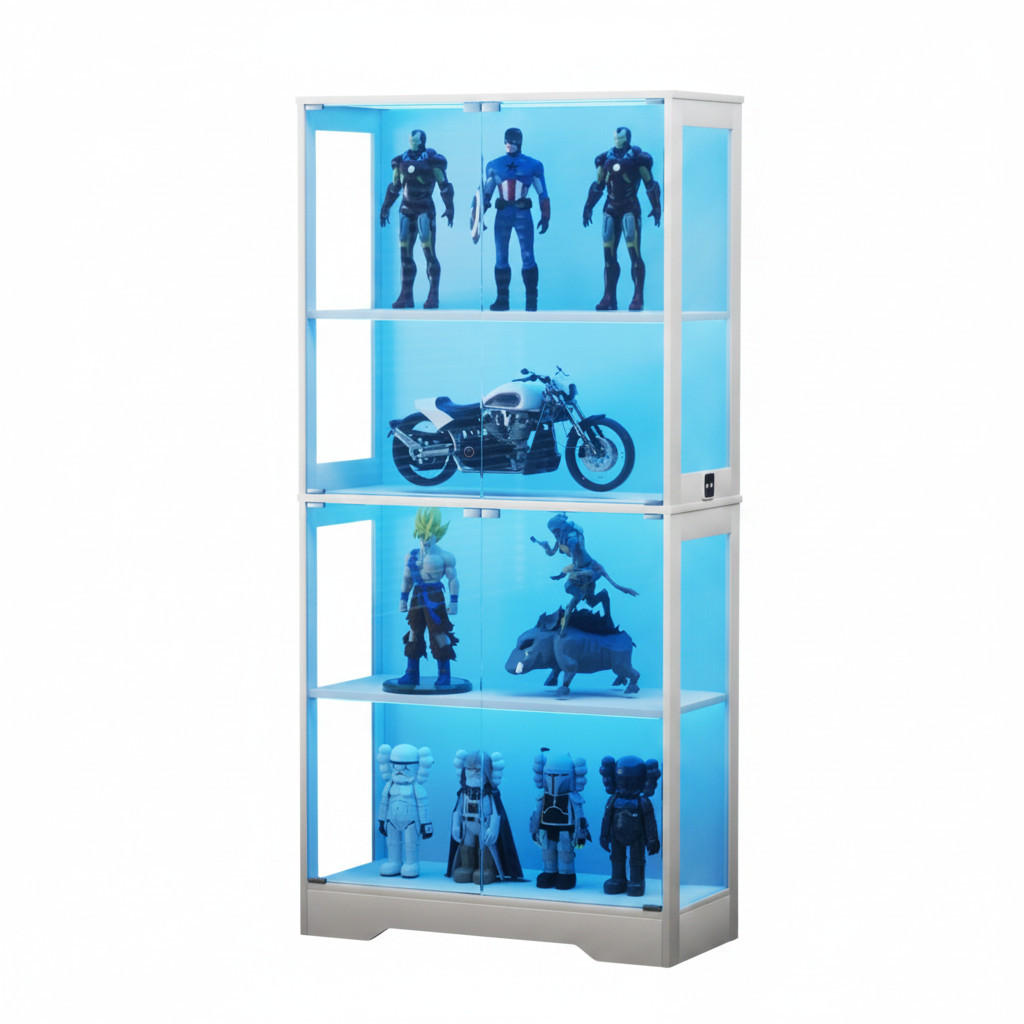 VITRINENSCHRANK mit LED, USB Anschluss und Stauraum Weiß - Weiß, Glas (80/165/35cm) - PARAFTA HOME