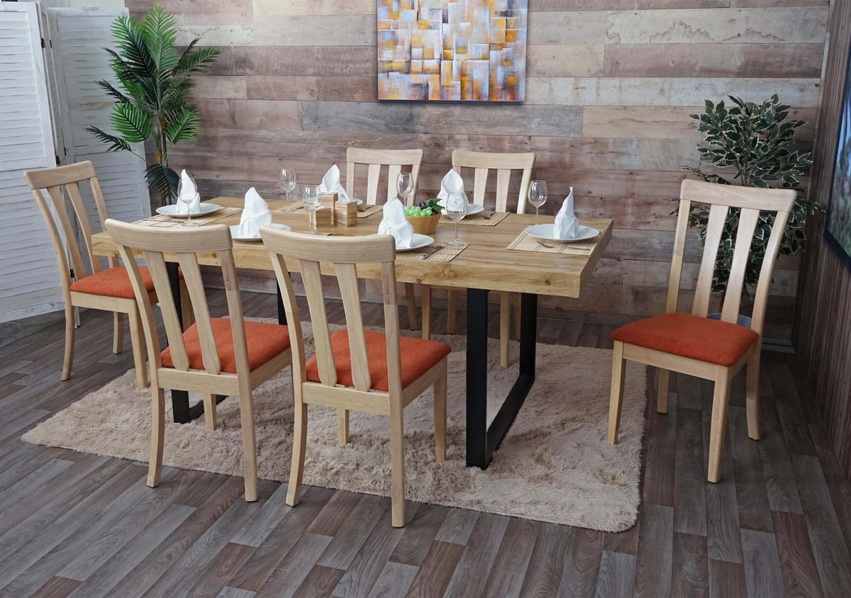 ESSZIMMERSTUHL Orange, Braun 6er-Set - Orange/Braun, Holz (42/96/58cm) - MCW