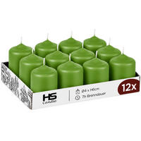 STUMPENKERZEN Ø4xH6 cm Grün 12er-Pack - Grün, Naturmaterialien (4/6cm)