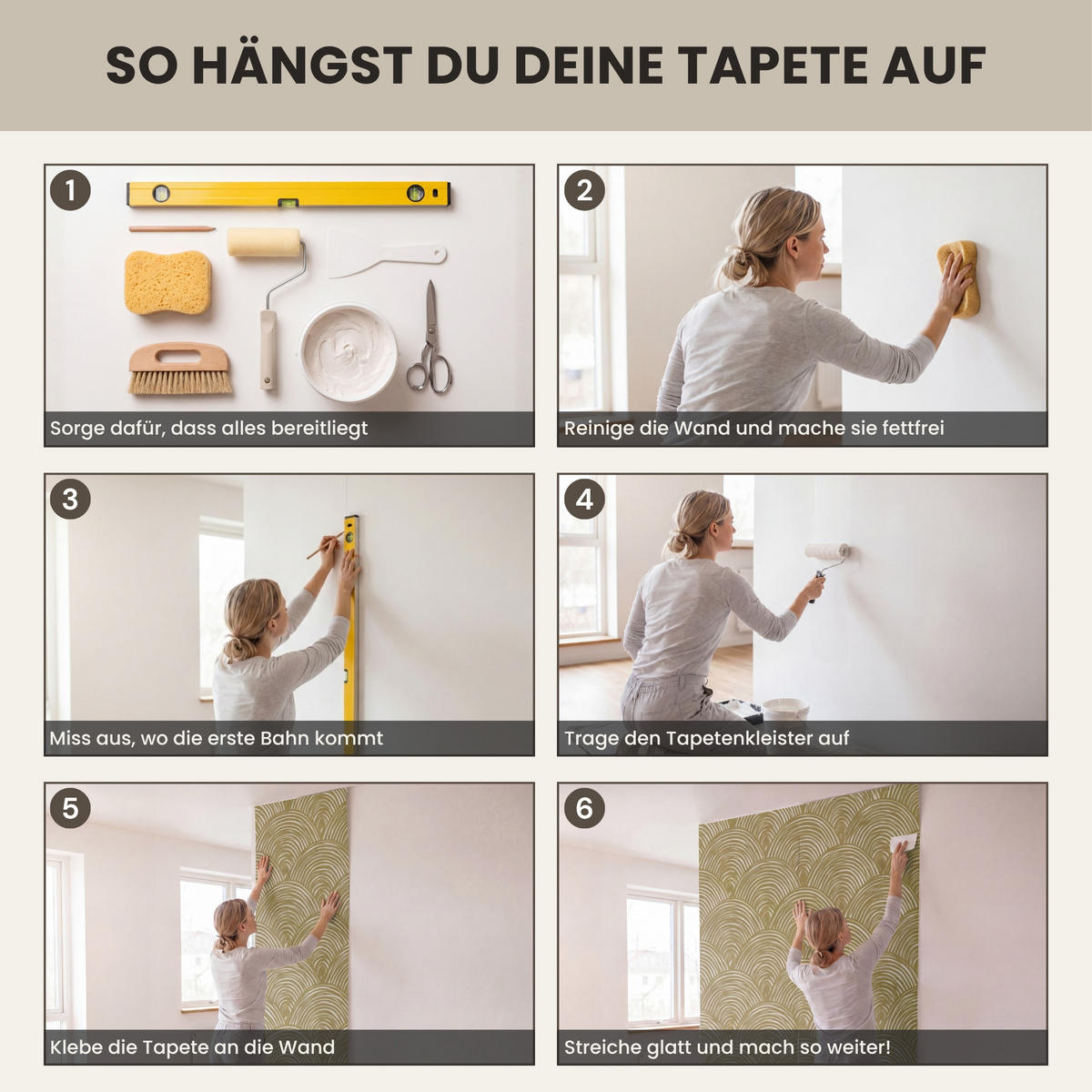 TAPETE - Fächer - Geometrisch - Grün - 400x300 cm - Goldfarben, Papier (400/300cm) - OnlyWow
