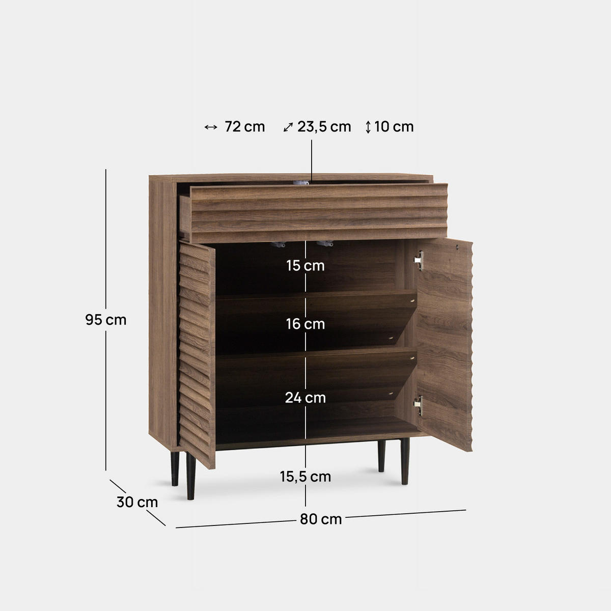 KOMMODE FÜR DIE EINGANGSHALLE Evoke Walnuss 80 cm x 95 cm - Walnussfarben, Holzwerkstoff (80/95/30cm) - Klast Home