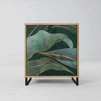 SIDEBOARD ROYAL GREEN, Eichefarben, 57,5x42x67,5 cm, Schwarze Metall-Rahmenfüße - Eichefarben/Multicolor, Holzwerkstoff/Metall (57.5/67.5/42cm) - SpaceRebels
