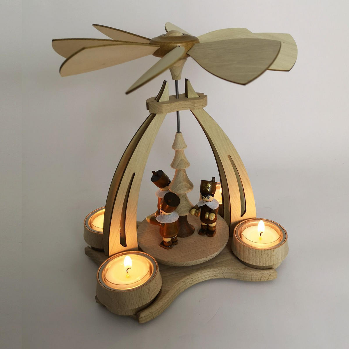 TISCH-PYRAMIDE Bergleute 14/18/24 cm - Multicolor, Holz (0.1/24/0.1cm) - Dekoteam24