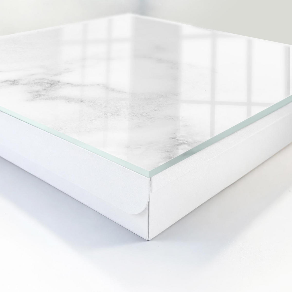 SCHLÜSSELBOX Weiß 30x30 cm – Türöffnung nach rechts - Marmor-Eleganz - Weiß, Metall (30/30/5cm) - TULUP