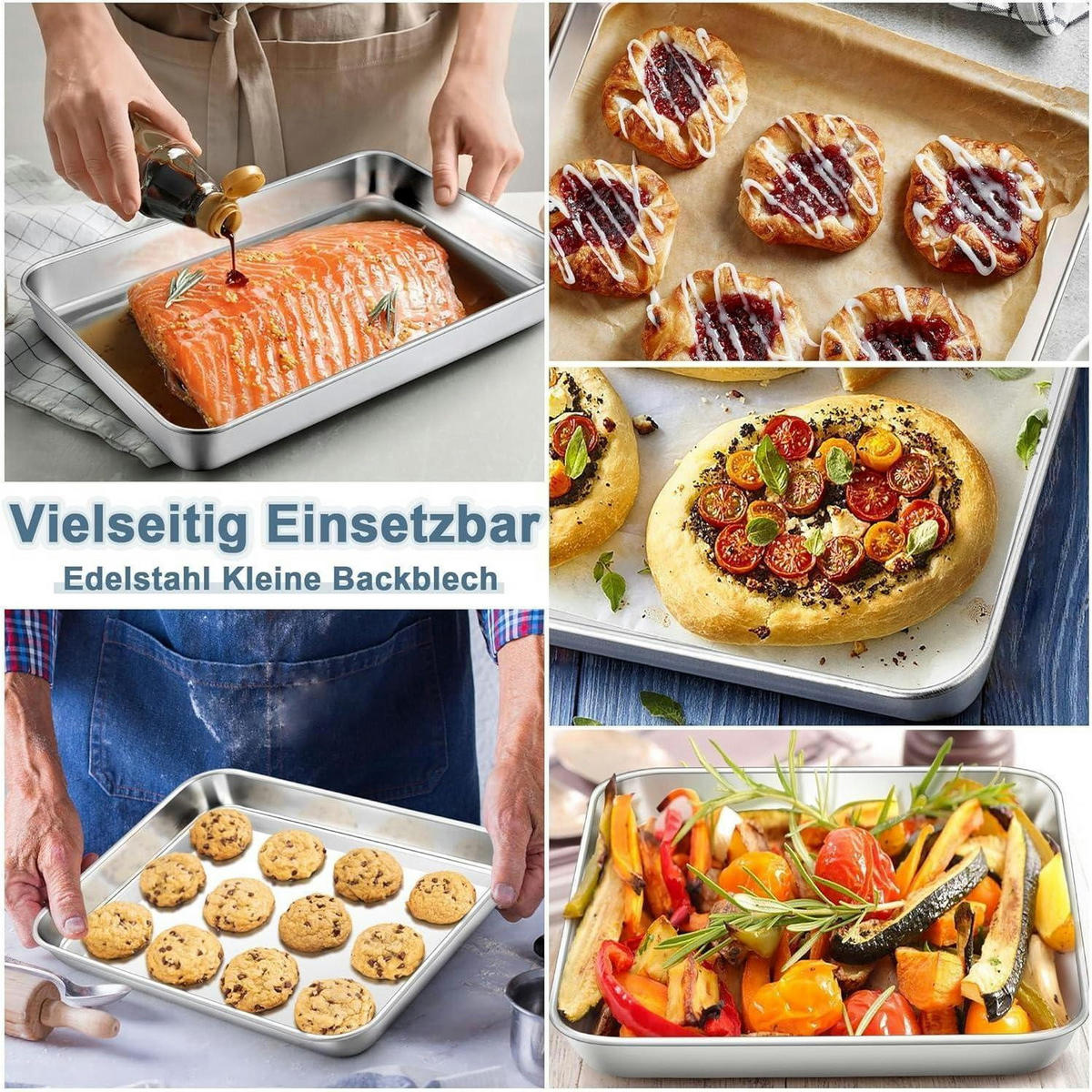 BACKBLECH 2-teiliges Set Edelstahl 23,7x17,7x2,5cm - Silberfarben, Metall (23.7/2.5/23.7cm)