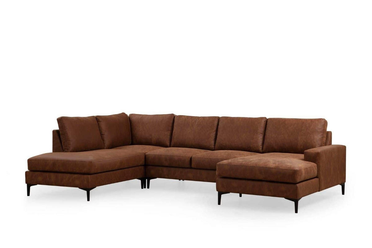 WOHNLANDSCHAFT mit großzügiger Sitzfläche für die ganze Familie - Taupe/Schwarz, Holzwerkstoff/Kunststoff (314/90/200cm) - myHomelando