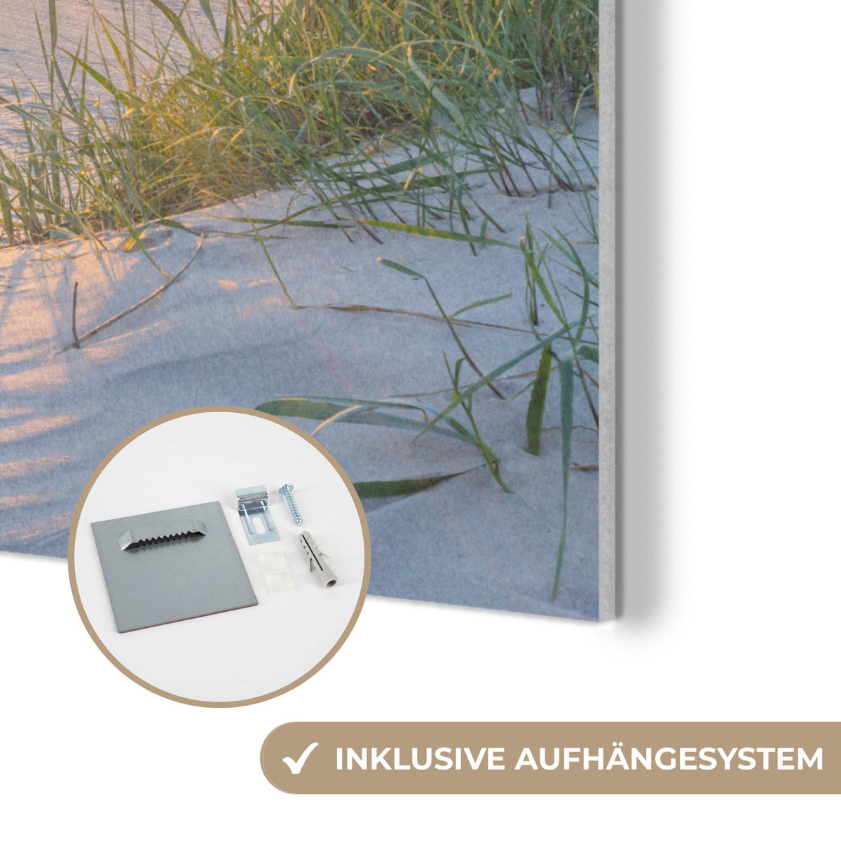 AKUSTIKPANEEL Strand - Sonne - Düne - Gras - Sand - Horizont 100x70 cm - Hellblau, Textil (100/0.9/70cm) - MuchoWow