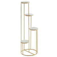 BLUMENSTÄNDER Weiß Marmor mit 4 Ablagen und Metallgestell Gold 36,5x107,5x36,5cm - Goldfarben, Stein/Metall (37/37/108cm) - KADIMA DESIGN