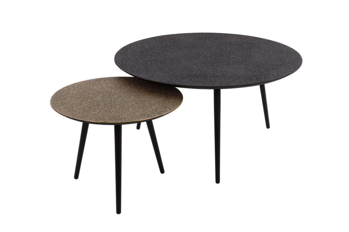COUCHTISCH-SET LAUCA Multicolor Metall - Multicolor/Schwarz, Metall (74/74/40cm) - KAWOLA