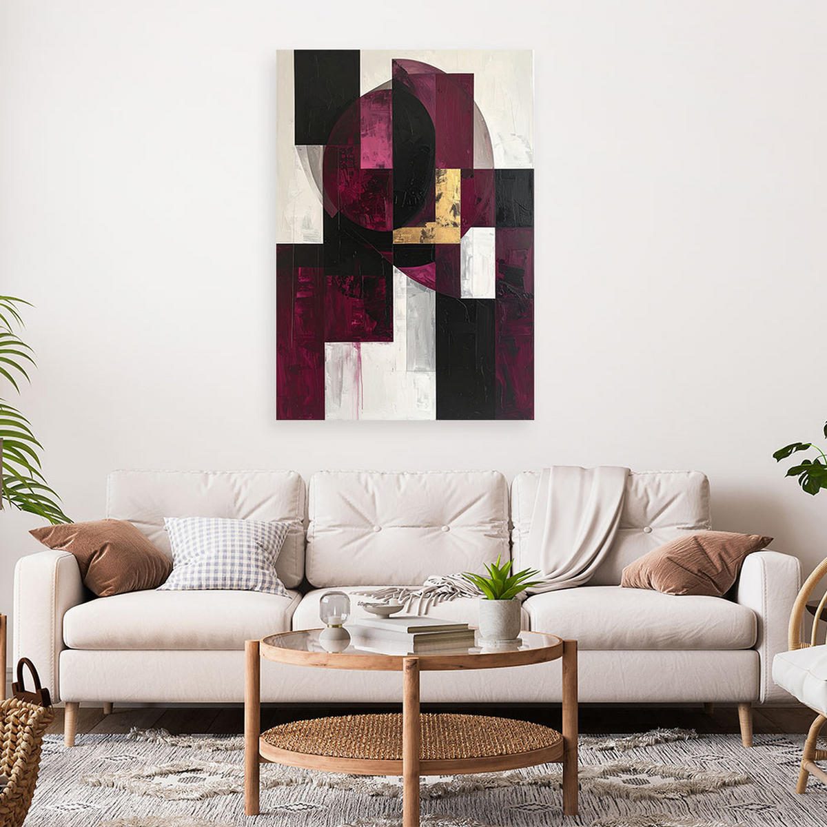 LEINWANDBILD 3D und geometrisch 80x120cm - Rot, Textil (80/120cm) - Feeby