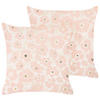 DEKOKISSEN 2er-Set Rosa 45/45 cm Triteleia - Pink, Textil (45/45cm) - Beliani