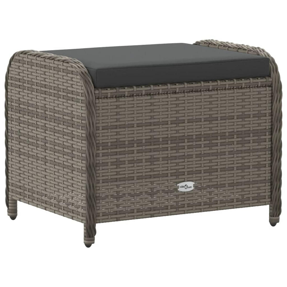 GARTENHOCKER Mit Kissen Grau 58/46/46 Cm Poly Rattan - Grau, Kunststoff (58/46/46cm) - vidaXL