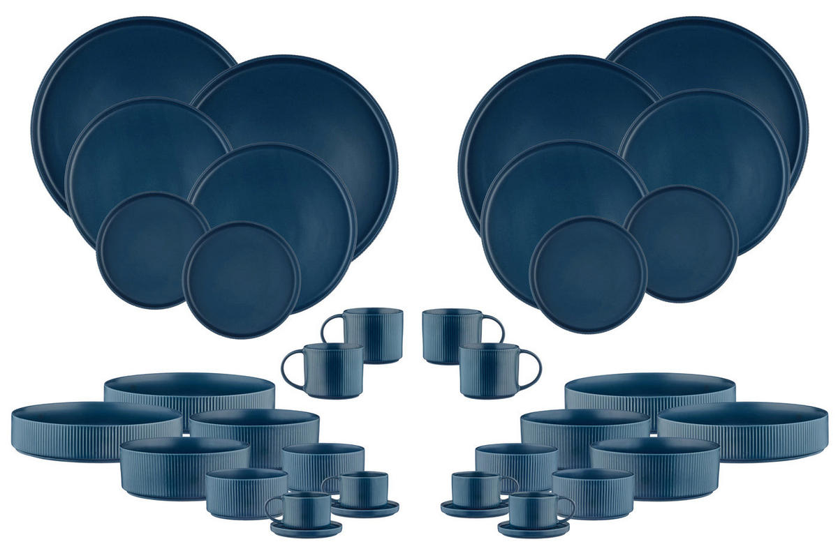 KOMPLETTSERVICE Scandi - 36er-Set - Marineblau - Blau, Keramik (1/1/1cm) - Björn