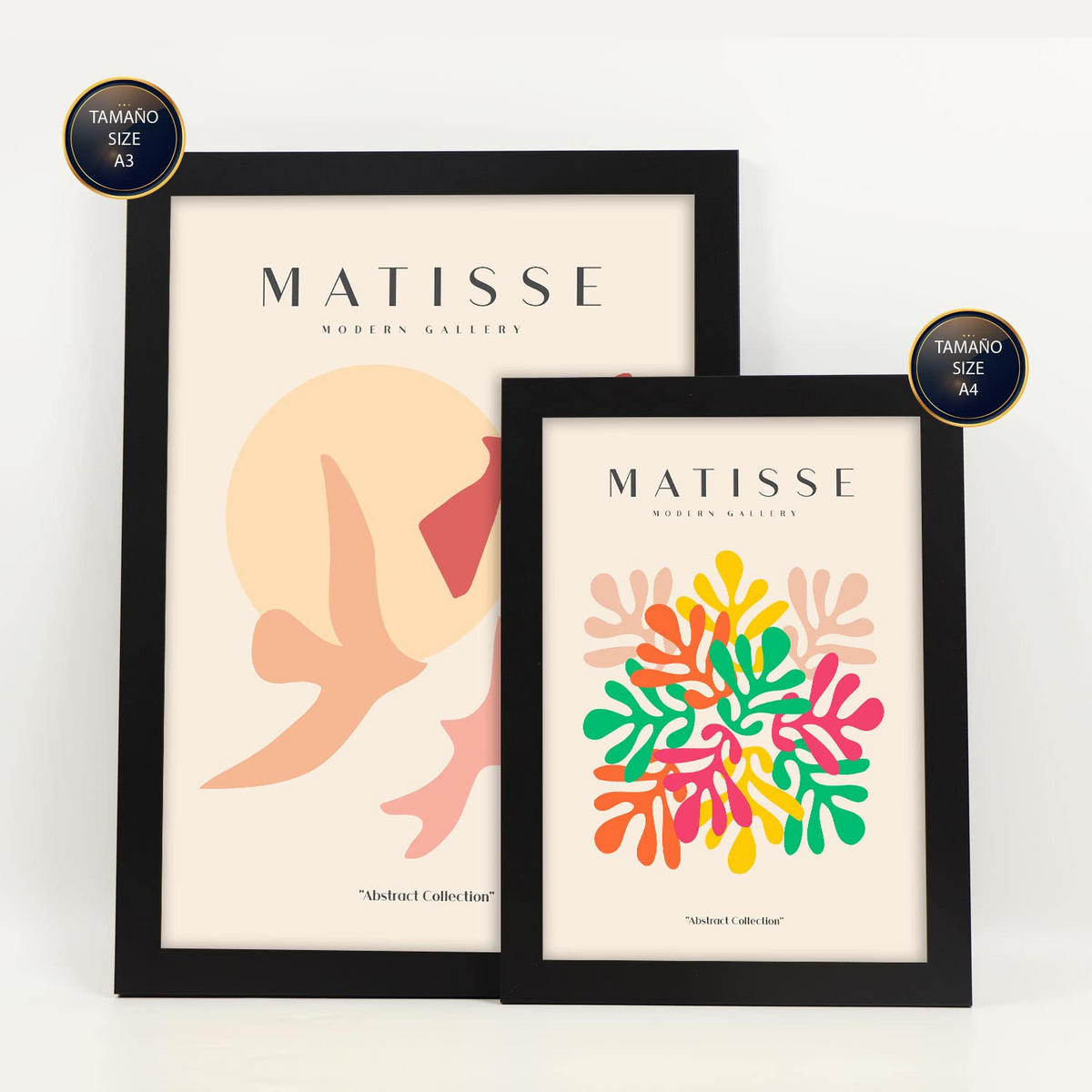 POSTER Set Mit 6 Henri Matisse Freiheit Drucke Des Fauvismus Und Der Abstrakten Kunst Für Innenarchitektur A3 & A4 Schwarzer Rahmen - Schwarz, Papier (29/3cm) - Nacnic