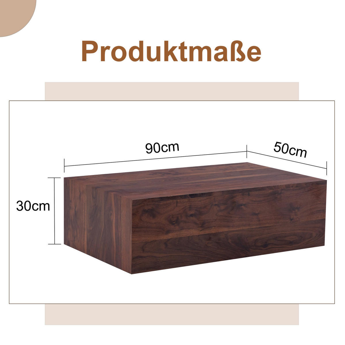 KLUBSKA miza 90/50/30 cm v videzu oreha, MDF, brez montaže - barva oreha, leseni material (90/50/30cm) - BEAOK