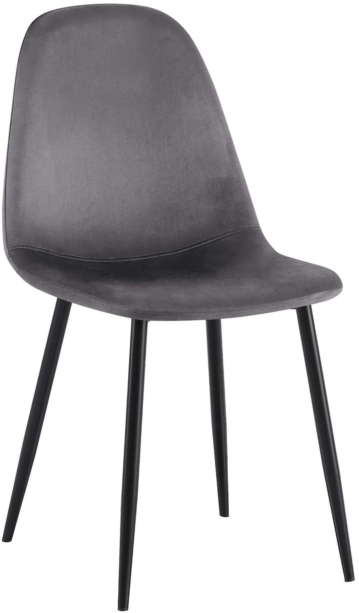 STUHL Samt Dunkelgrau - Dunkelgrau/Schwarz, Textil/Metall (44/88/51cm) - CLP
