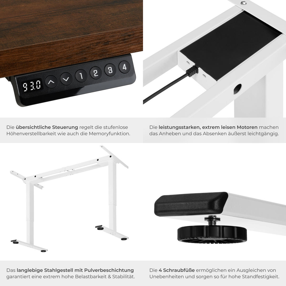 TISCHGESTELL Melville,110 - 168 x 60 x 70 - 119 cm,weiß - Weiß, Textil (60/168/119cm) - tectake