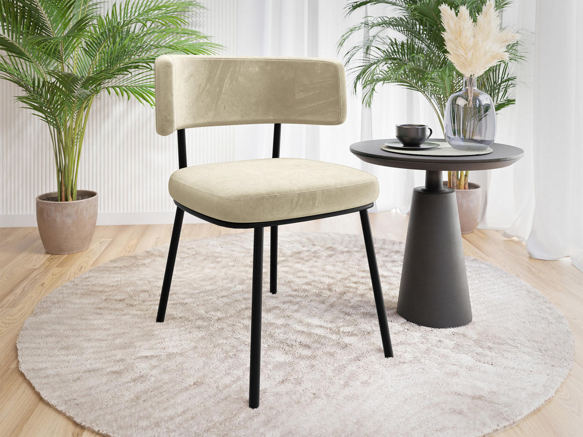 POLSTERSTUHL Iga - Schwarz/Naturfarben, Textil/Metall (58/75/57cm) - MIRJAN24