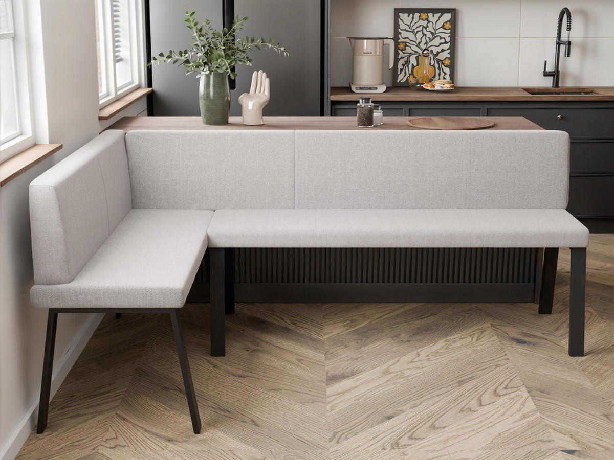 ECKBANK links MONO Y Webstoff glatt, 142/196 cm Beige - Beige, Textil/Metall (142/196cm) - Idohome
