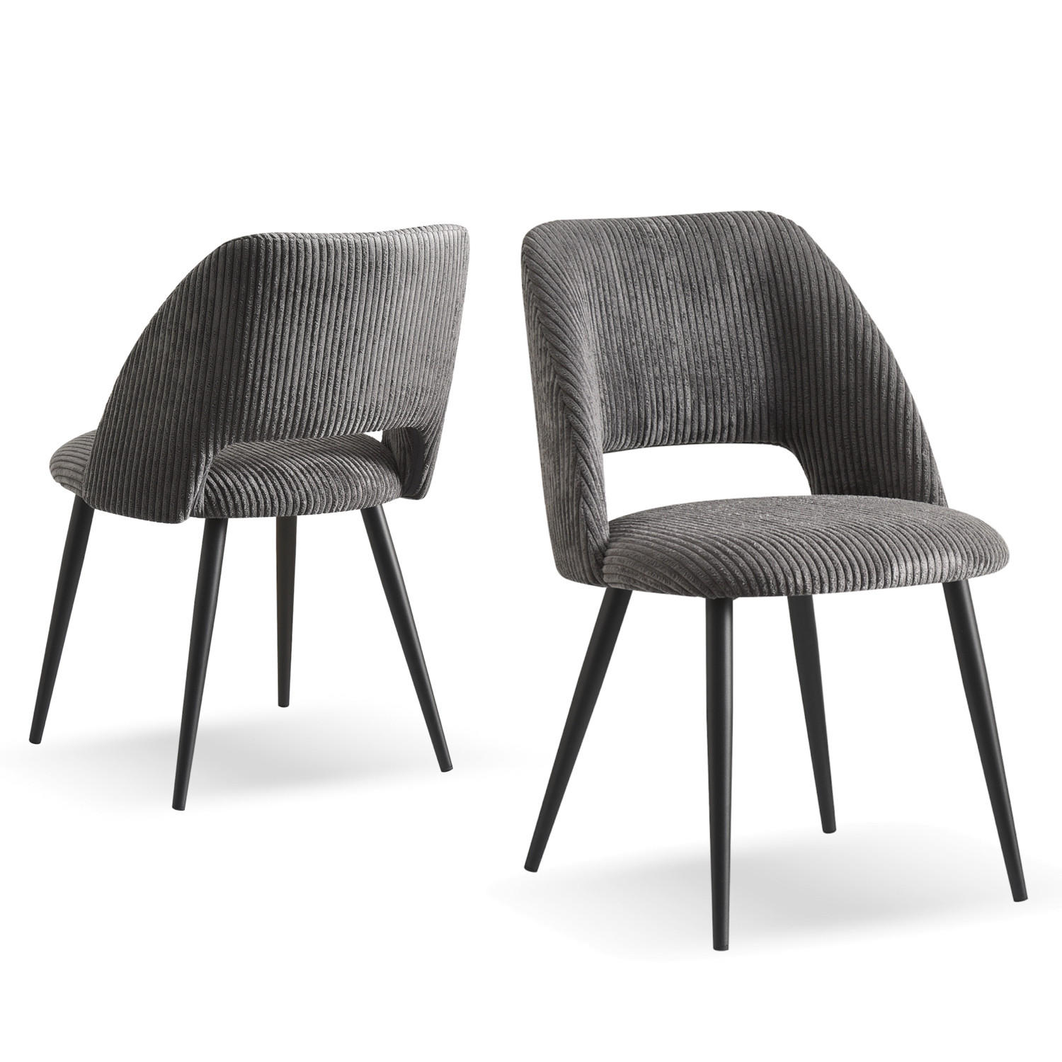 STUHL VICKY Anthrazit 2 Stück - Anthrazit, Textil/Metall (53/80/57cm) - B&D Home