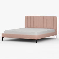 POLSTERBETT LUMI, Lattenrost, ohne Bettkasten, gepolsterte Kopfstütze 160/200 in Rosa - Schwarz/Rosa, Holz/Textil (160/200cm) - imoebel24