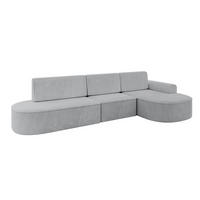 ECKSOFA mit Schlaffunktion Ottomane RECHTS MARI L2-S 368X167X85 Grau Cord - Alufarben/Schwarz, Holzwerkstoff/Kunststoff (167/368cm) - ALTDECOR
