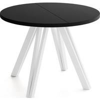 ESSTISCH Ravero runder ausziehbarer, Schwarz 100-140/100/77 cm - Schwarz/Weiß, Holz/Holzwerkstoff (100/100/77cm) - WFL GROUP