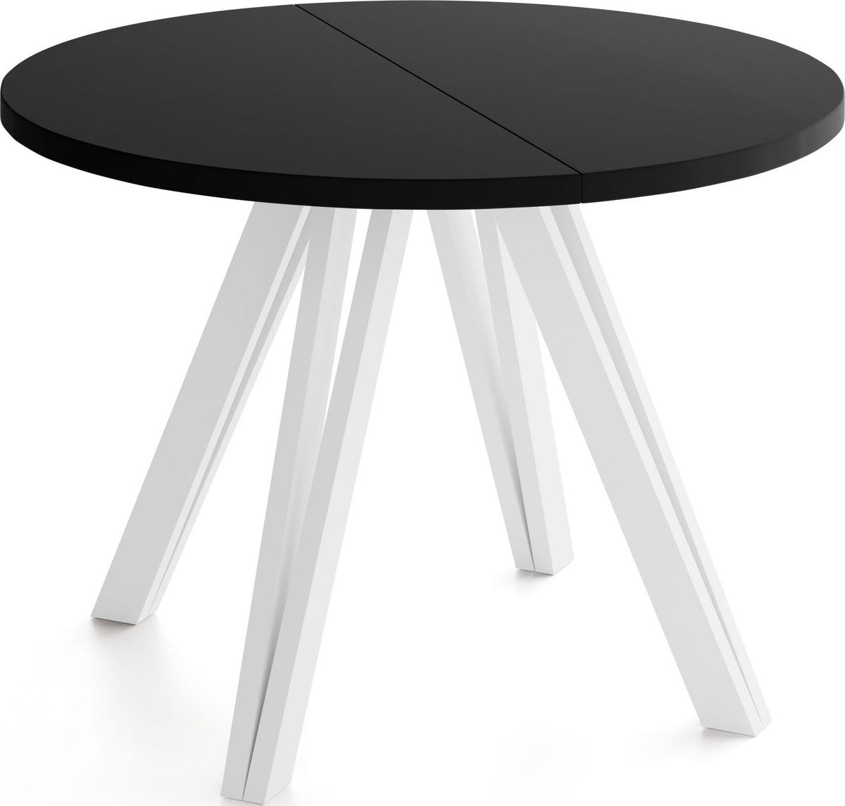 ESSTISCH Ravero runder ausziehbarer, Schwarz 100-140/100/77 cm - Schwarz/Weiß, Holz/Holzwerkstoff (100/100/77cm) - WFL GROUP