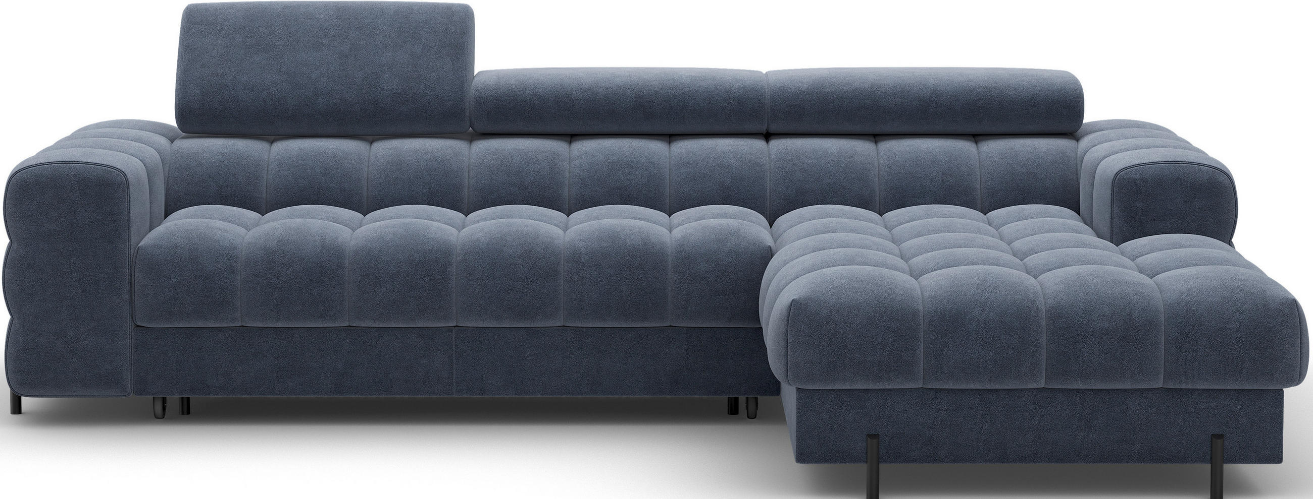 ECKSOFA Neviro R - Anthracite (Aura 40) - Blaugrau, Holzwerkstoff (285/181cm) - Möblo