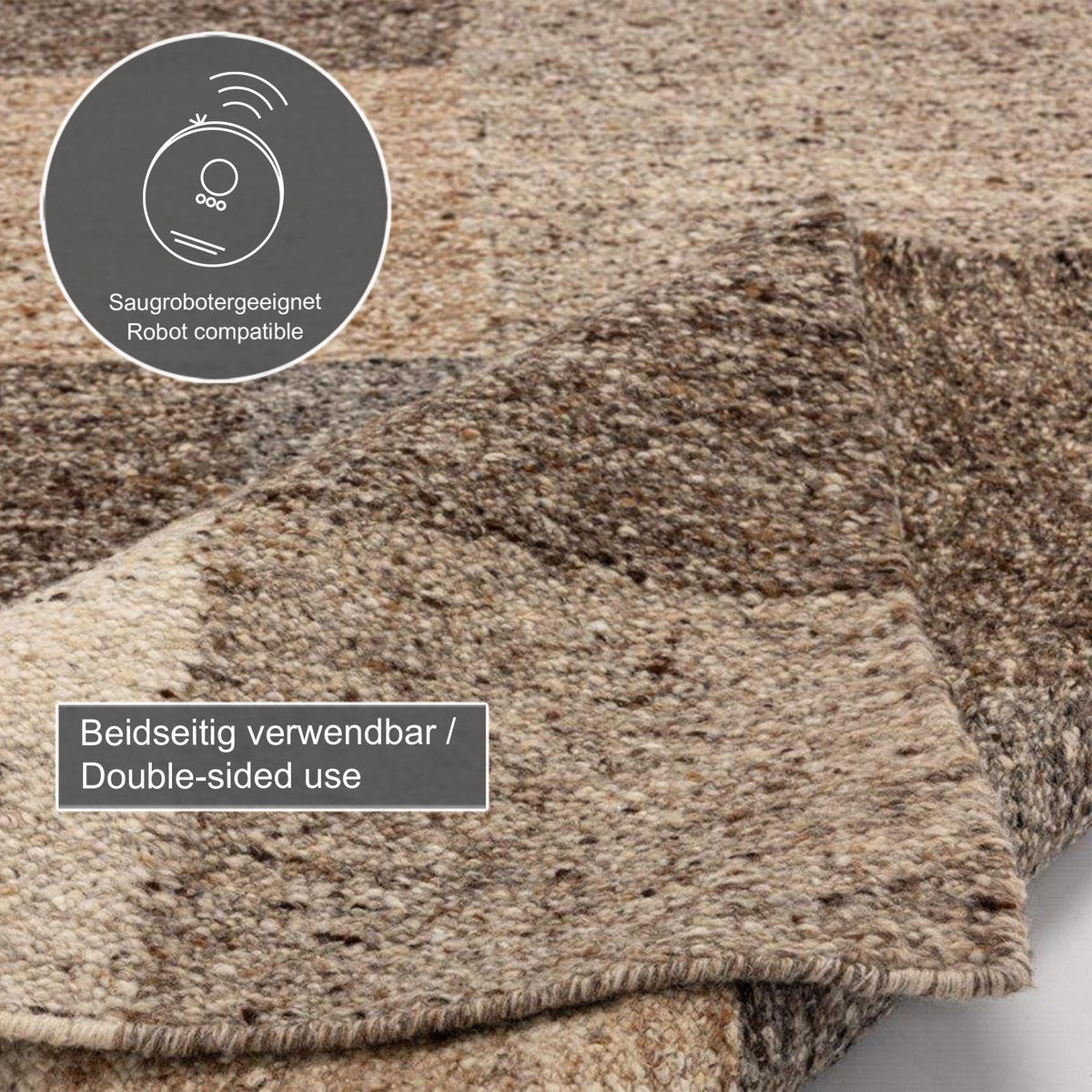 HANDWEBTEPPICH Ehrwald TK-156 Wendbar 170x240 cm - Beige, Textil (170/240cm) - THEKO