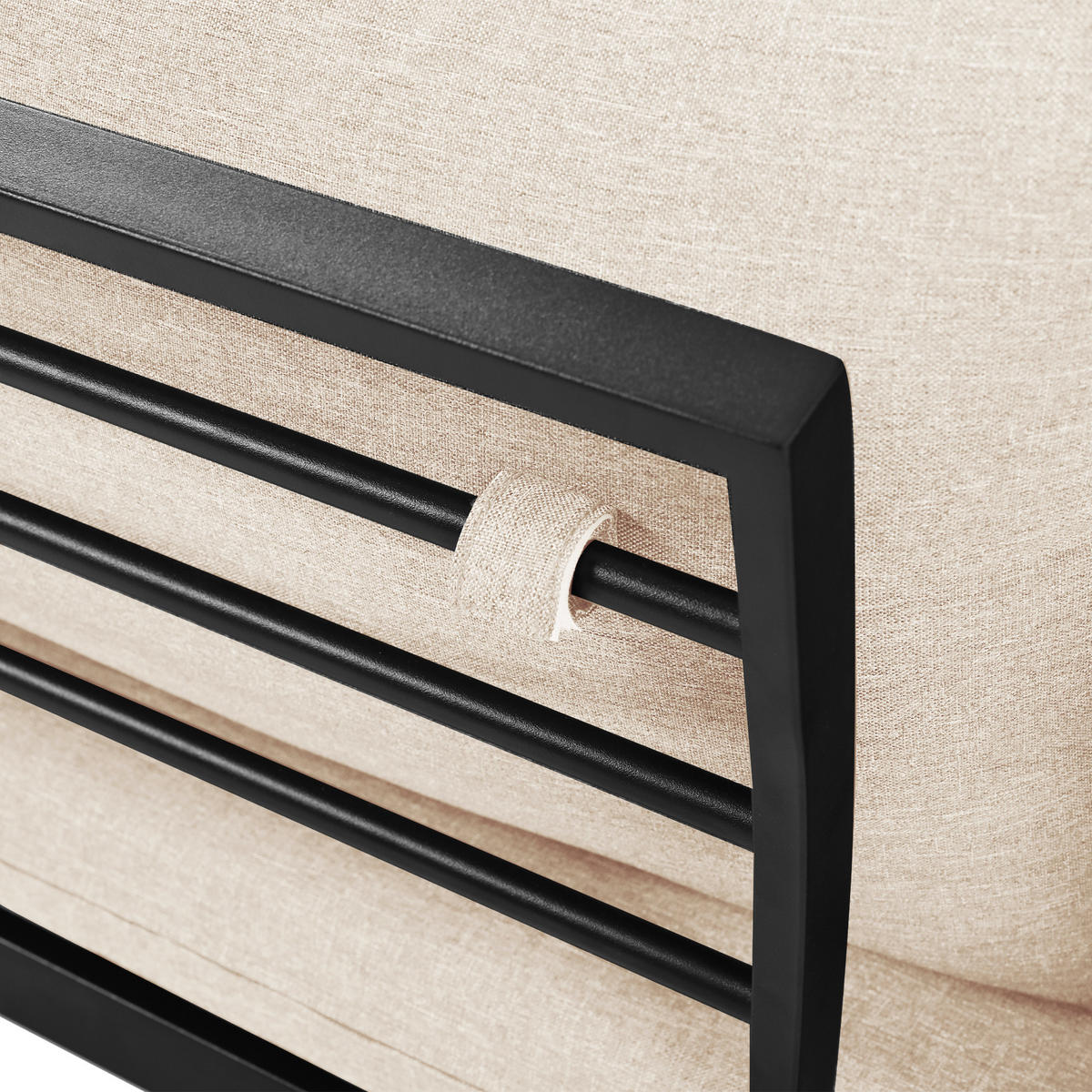 LOUNGEGARNITUR aus Eisen 160x64x75 cm Beige mit 8 cm Kissen - Beige, Metall - Modfu