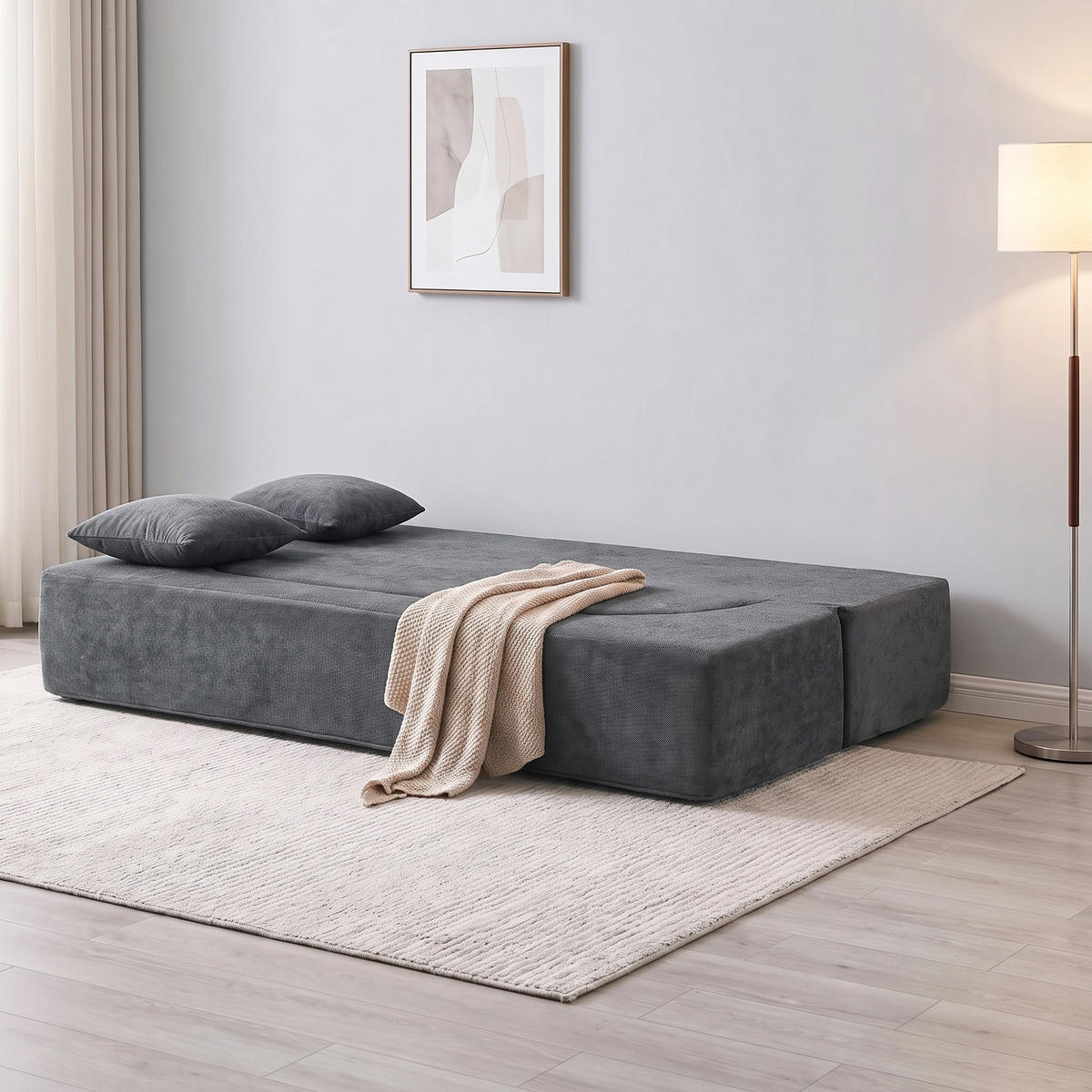 SCHLAFSOFA Dunkelgrau 190.0/80.0/60.0cm - Dunkelgrau, Textil (80/60/190cm)