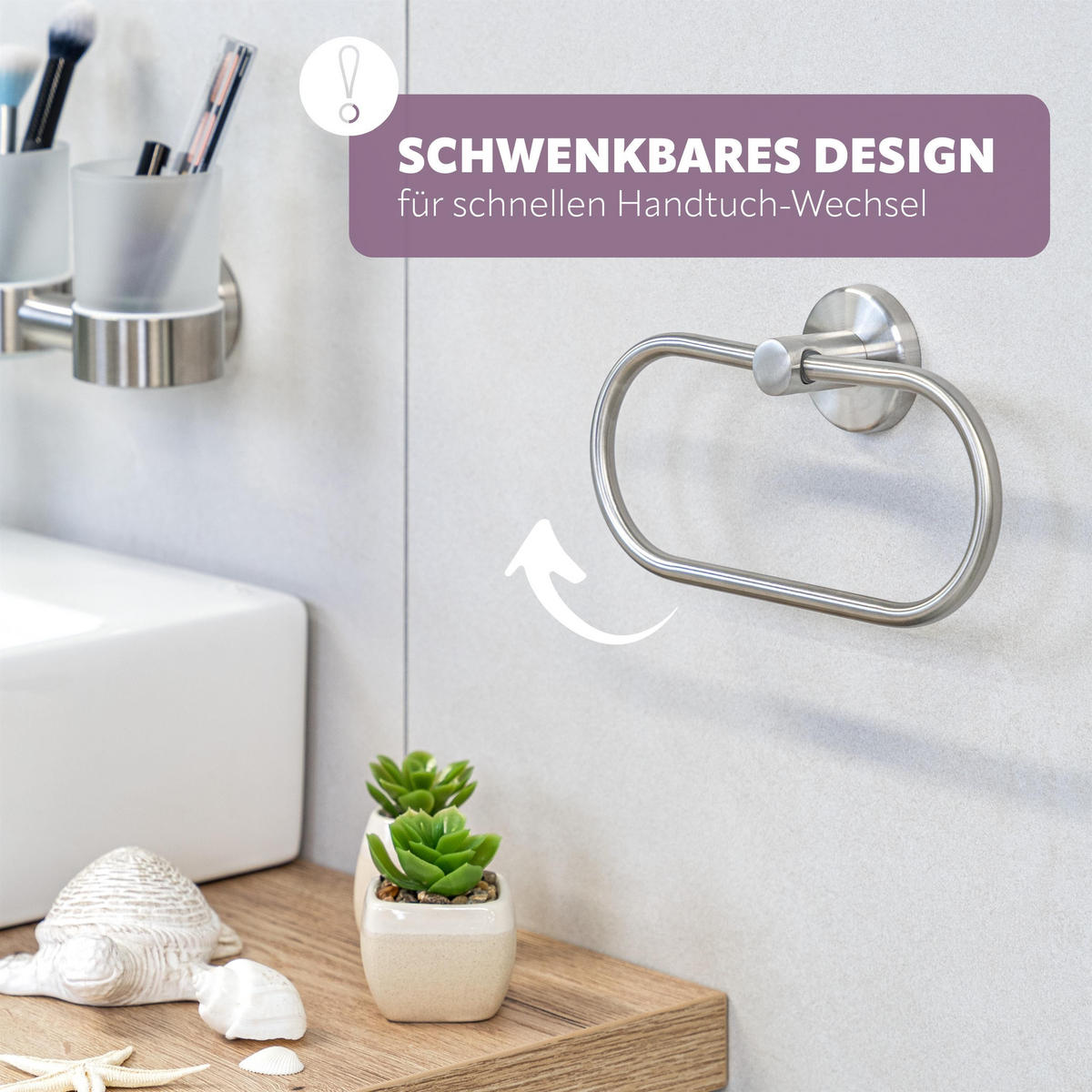 HANDTUCHRING PIAZZA, Edelstahl - Edelstahlfarben, Metall (21.5/12.5/5cm) - bremermann