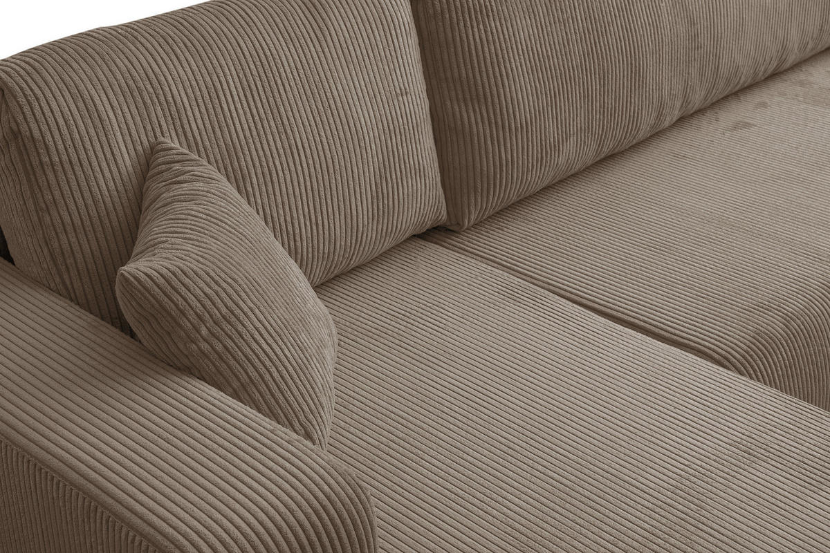 WOHNLANDSCHAFT LUNA U-FORM mit Schlaffunktion und Bettkasten (Braun) - Braun, Textil (312/83/142cm) - VENASI MÖBEL