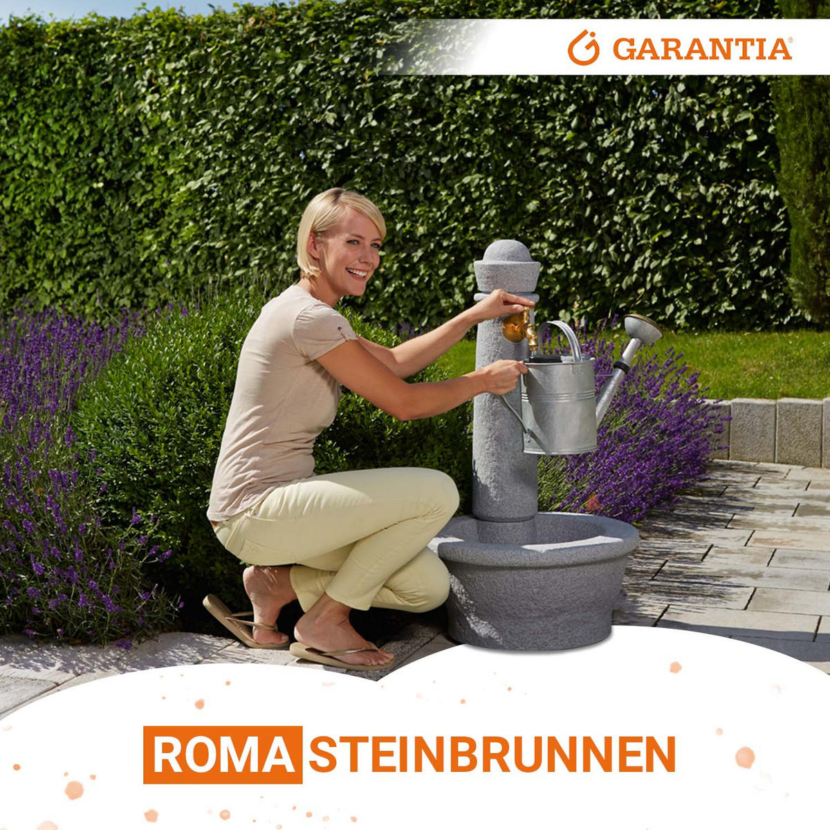 STEINBRUNNEN aus Kunststoff, lighte inkl. Nostalgie-Auslaufhahn - Hellgrau, Kunststoff (54/54/100cm) - GARANTIA