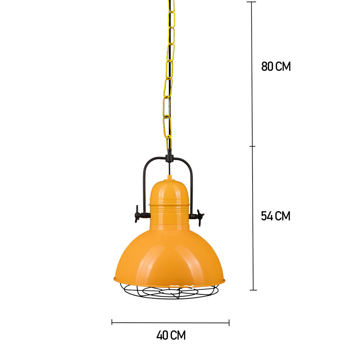 PENDELLEUCHTE Lampe Vintage 40/53 cm - Gelb, Metall (40/53cm) - Bamyum