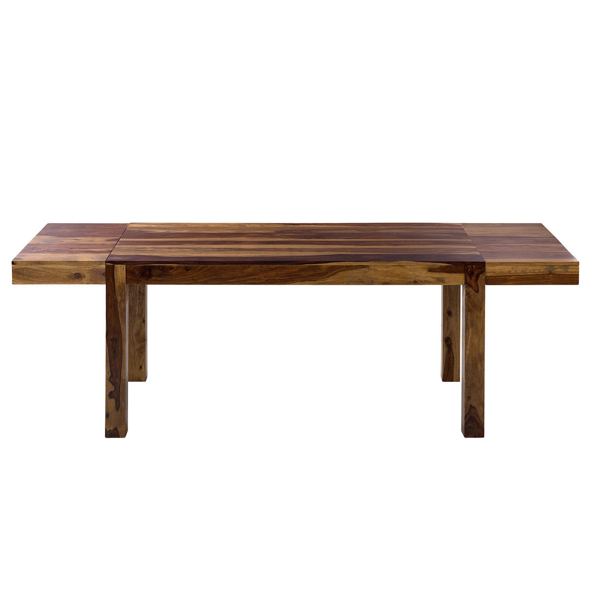 ESSTISCH mit Ansteckplatten - Sheesham massiv - Sheeshamfarben, Holz (90/160/77cm) - home24