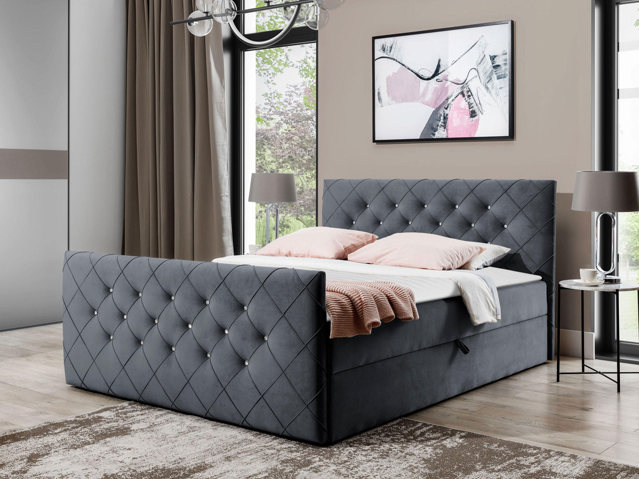 BOXBETT Malaga - Dunkelgrau, Holz (200/200cm) - MIRJAN24