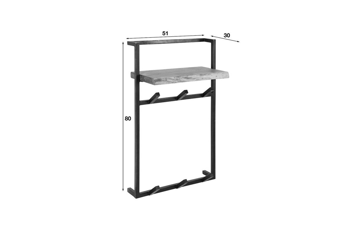 GARDEROBE RAICA Schwarz Akazie - Schwarz, Metall (51/80/30cm) - KAWOLA