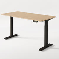 SCHREIBTISCH Elektrisch Höhenverstellbarer HomeOne 160x80cm Schwarz/Bambus mit Memory-Funktion, Anti-Kollisions Technologie - Hellgelb/Schwarz, Holz (80/160/72cm) - Desktronic
