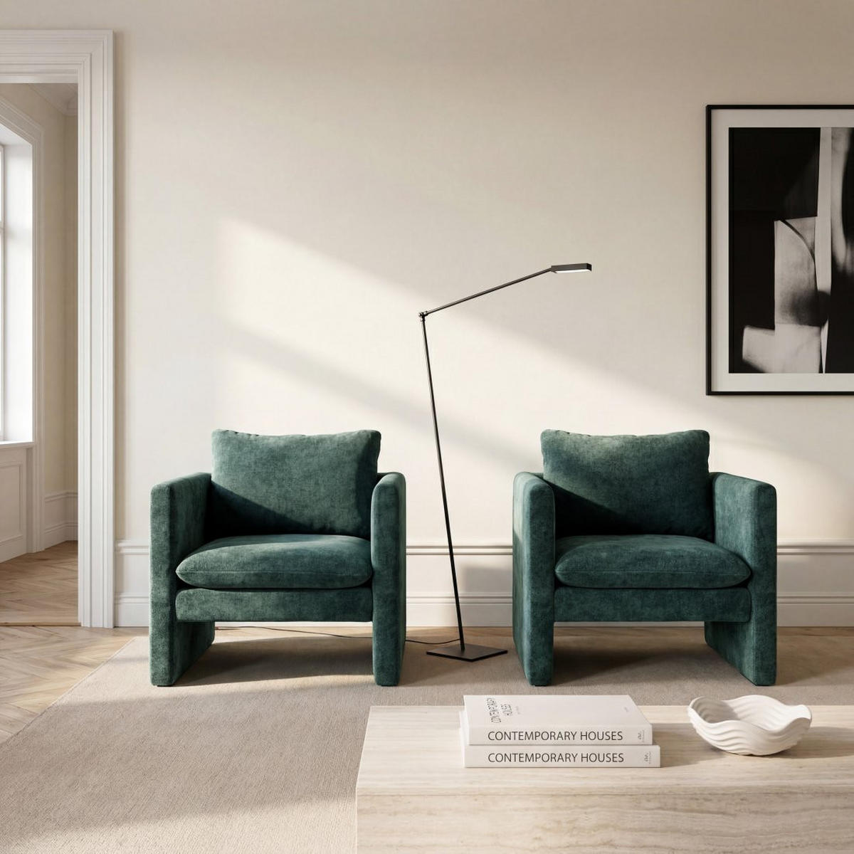LESESESSEL Hedda Grün 76 cm x 76 cm - Grün, Textil (76/76/74cm) - Klast Home